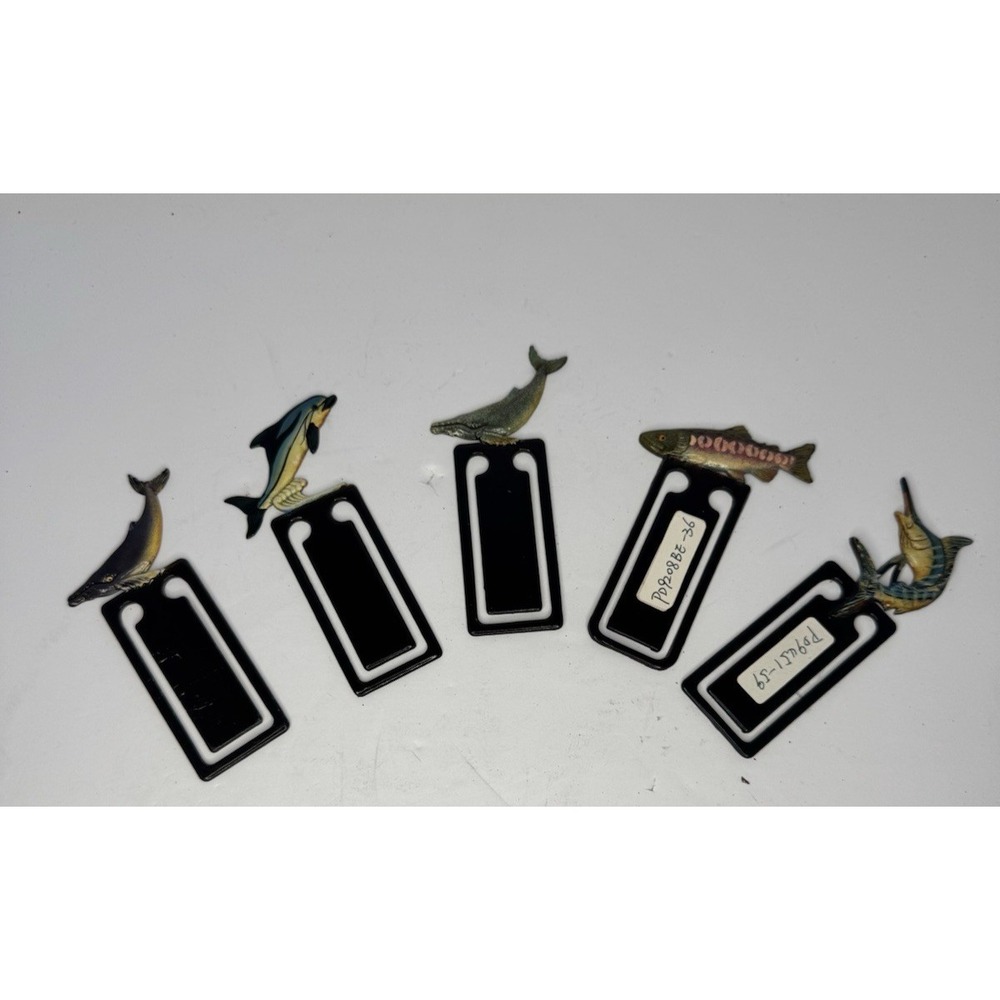 Lot of 5 Vintage Lacquer Painted Fish Clips‎